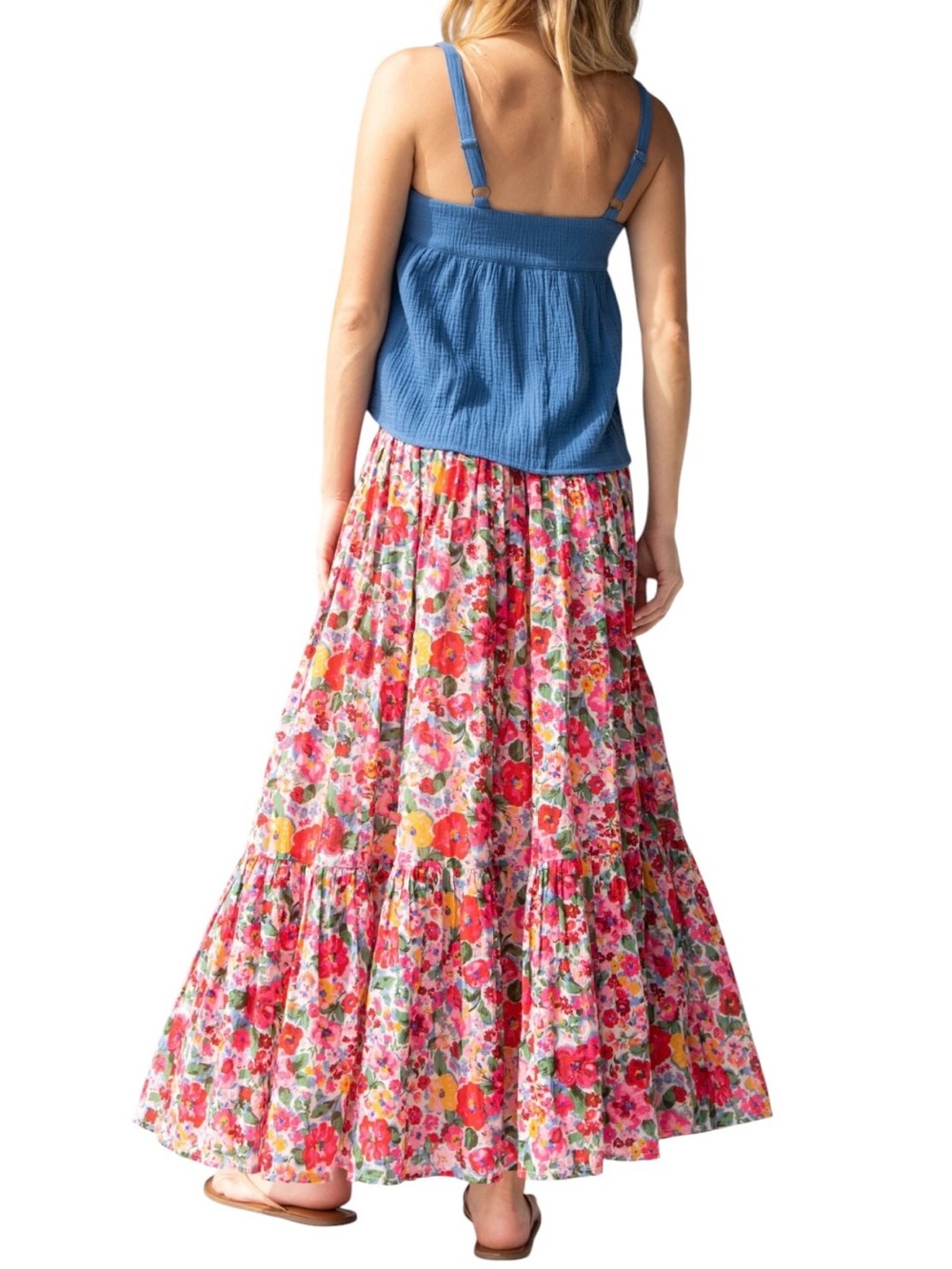 NATURAL LIFE Pink Floral Midi Dress Maxi Skirt Convertible Medium NWT Cotton - Picture 3 of 11